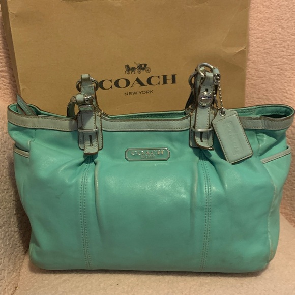 Coach Handbags - Coach Mint Green Leather Tote Shoulder Bag